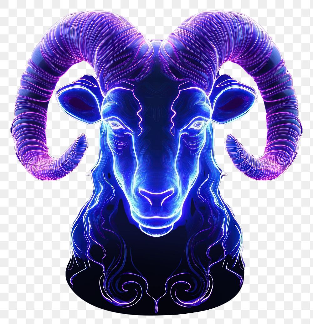 PNG Illustration aries Neon rim light purple animal mammal.