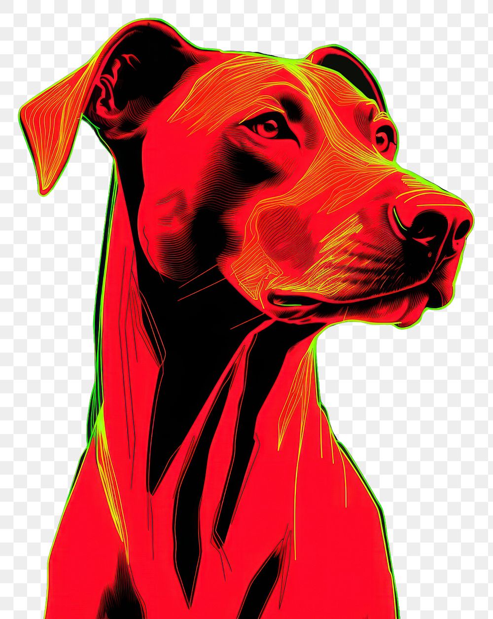 PNG Illustration Dobermann neon rim light animal mammal pet.
