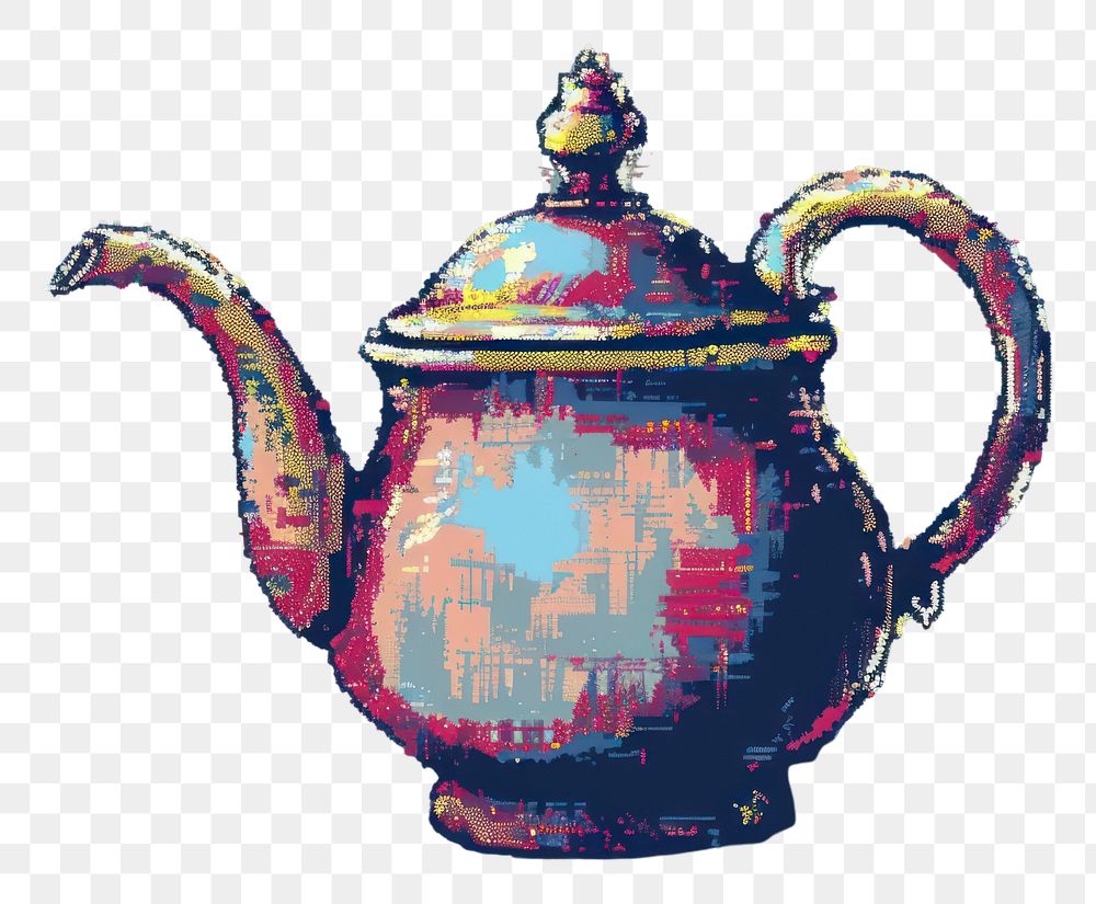 PNG Teapot cut pixel art refreshment creativity.