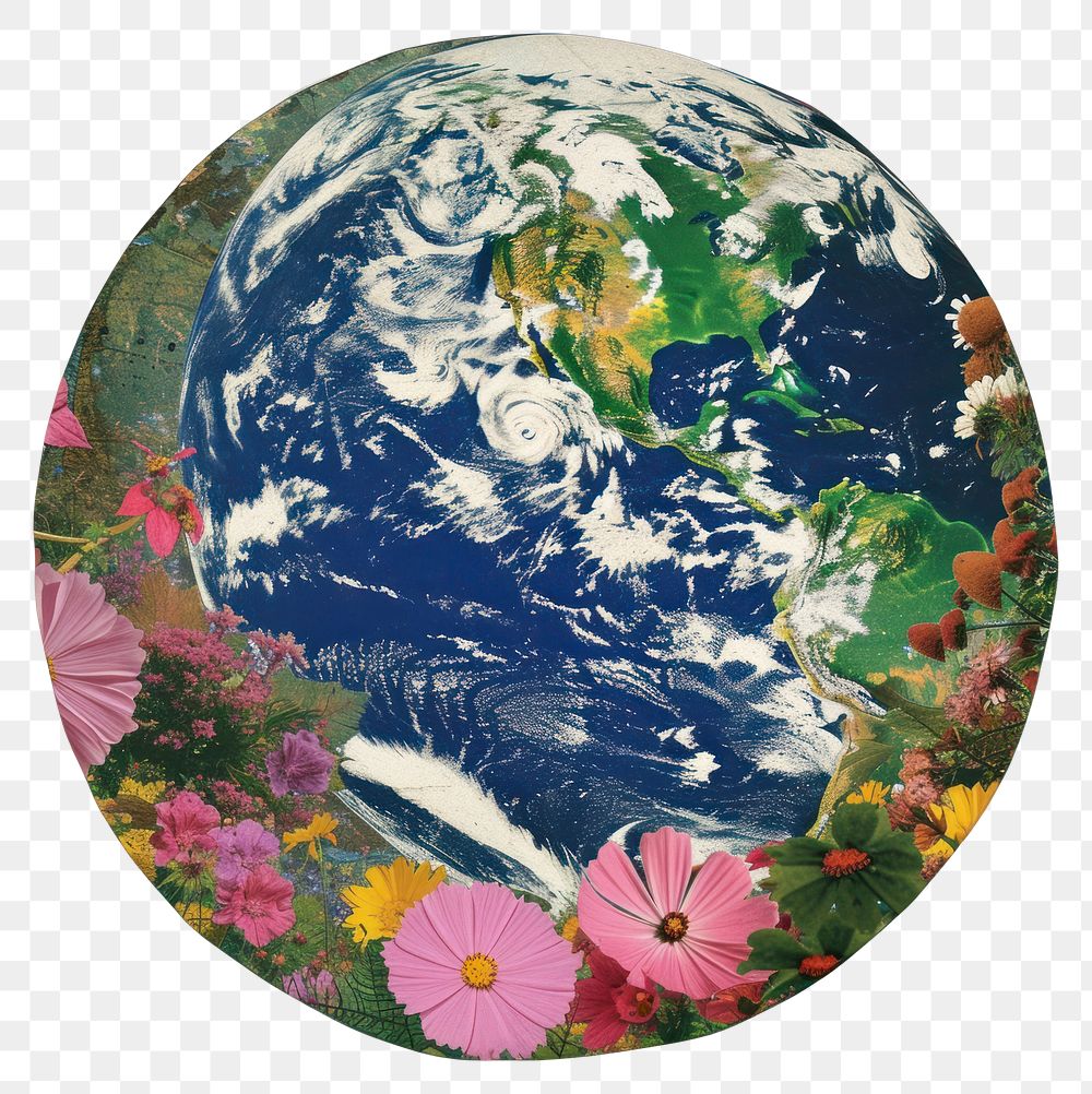 PNG Paper collage of earth painting planet space.