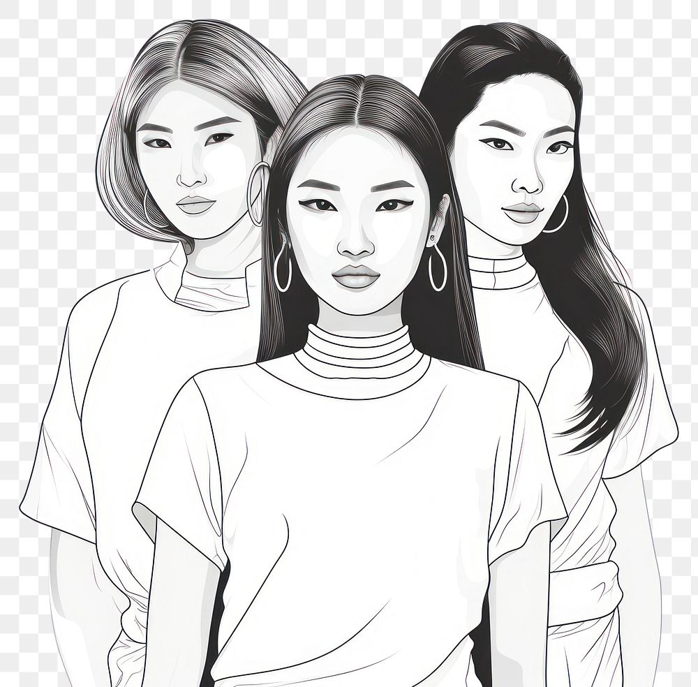 PNG Asian women sketch drawing adult