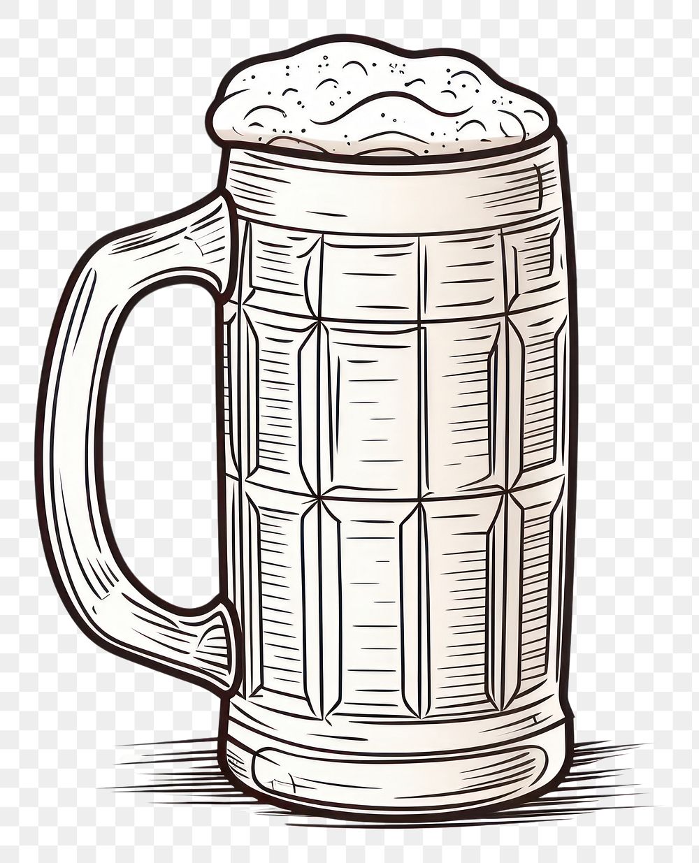 PNG Beer outline sketch drink glass white background.