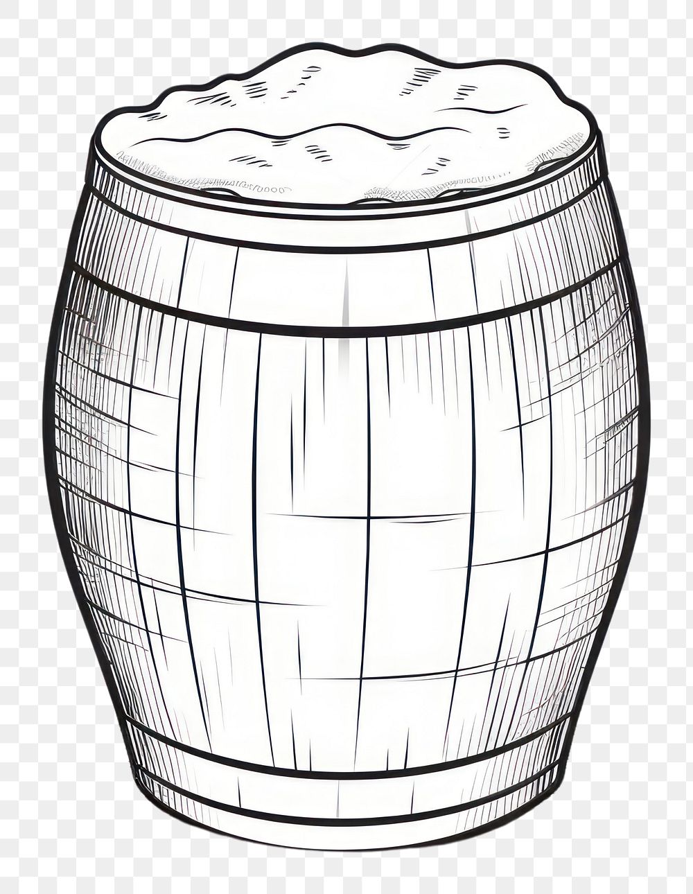 PNG Beer outline sketch drawing barrel white background.