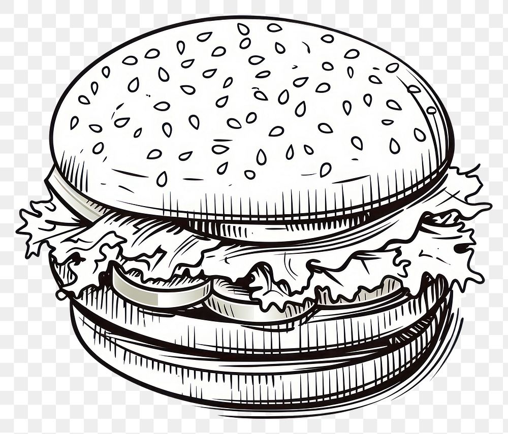 PNG Burger sketch drawing food.