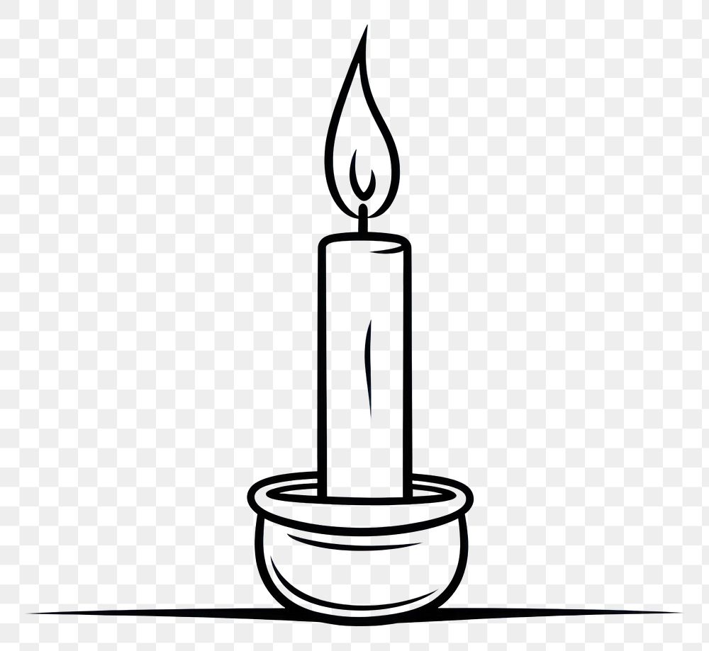 PNG Candle outline sketch illuminated monochrome darkness.