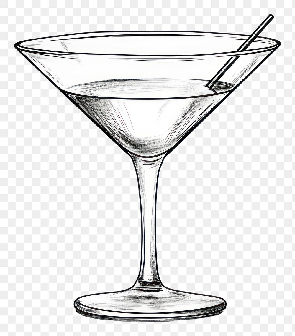 PNG Cocktail outline sketch martini glass drink.