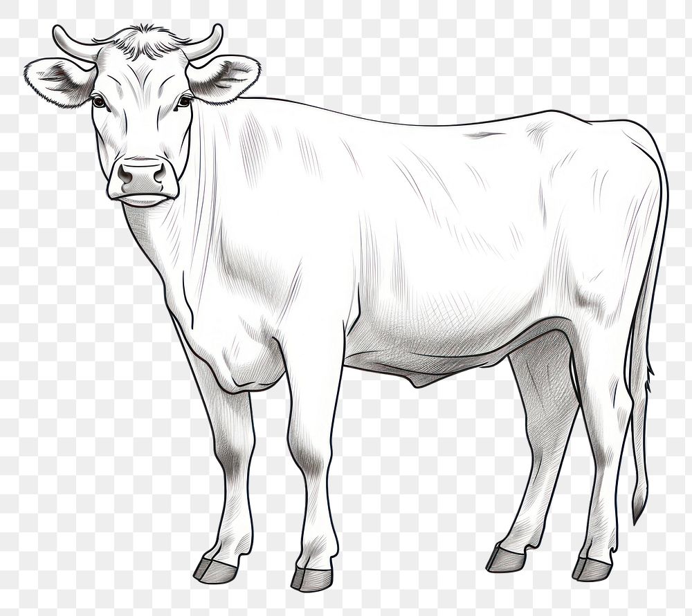 PNG Cow outline sketch livestock mammal cattle.