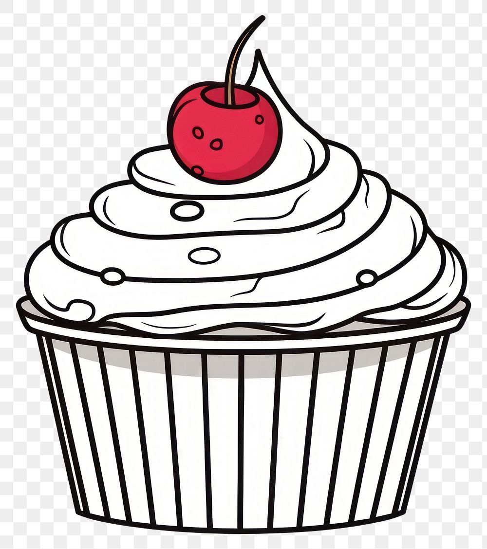PNG Cupcake outline sketch dessert cream food.