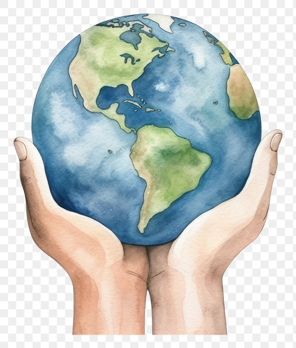 PNG Hand holding earth planet space globe.