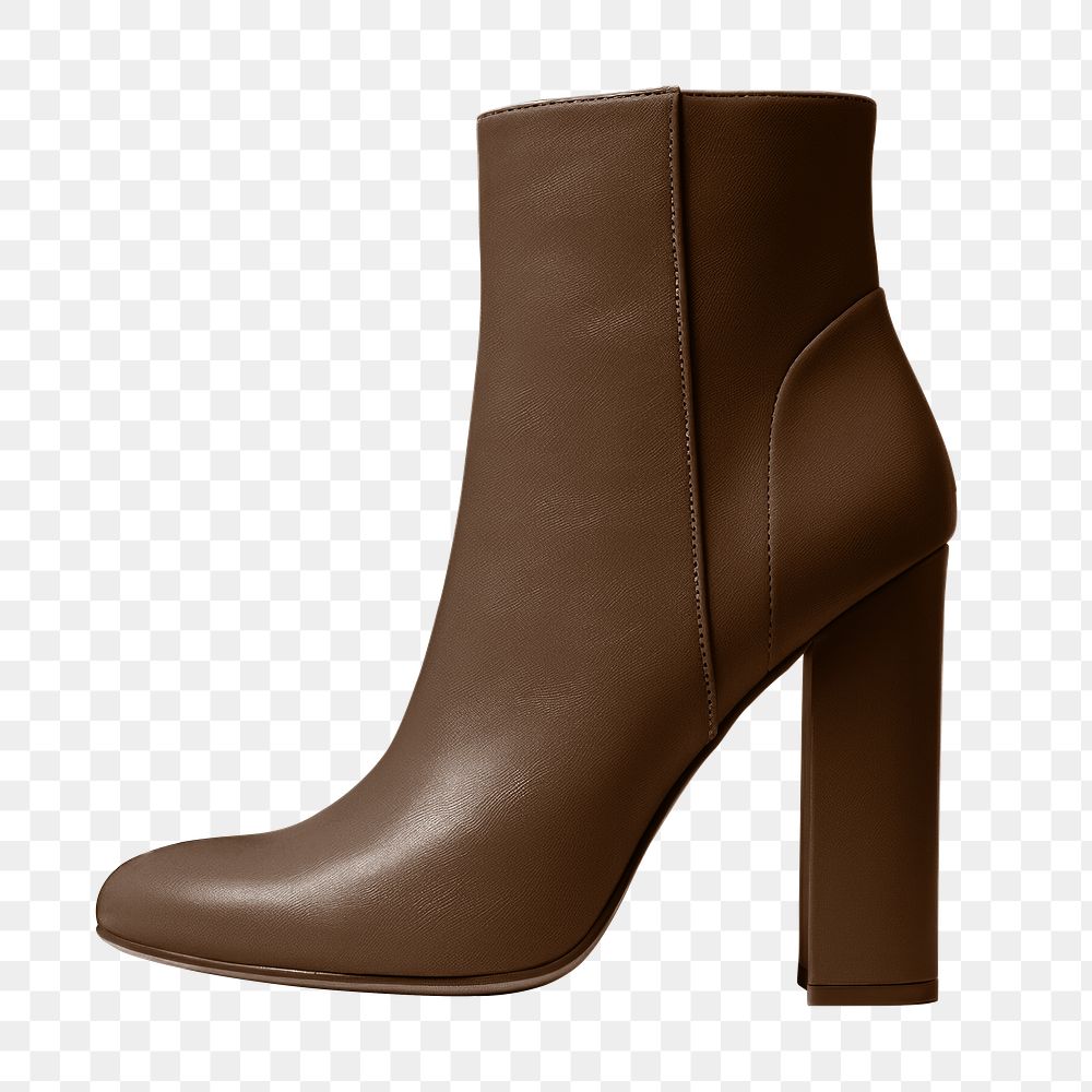 Brown high heel chelsea boots png, transparent background