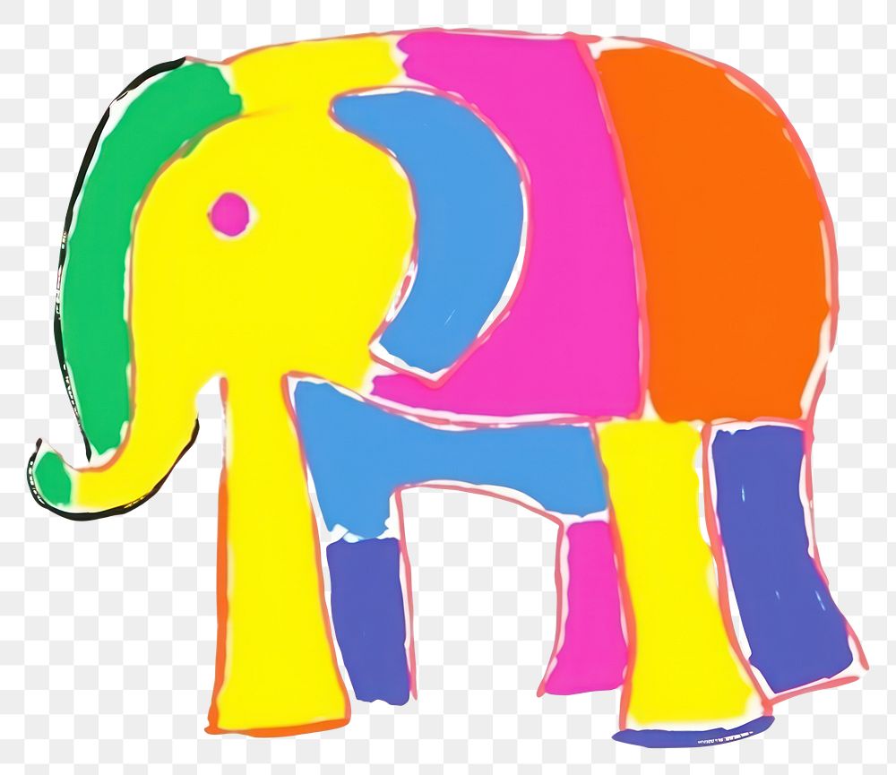 PNG Elephant mammal white background vibrant color.