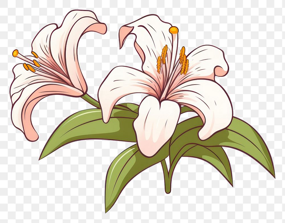 PNG Lily outline sketch flower plant white.