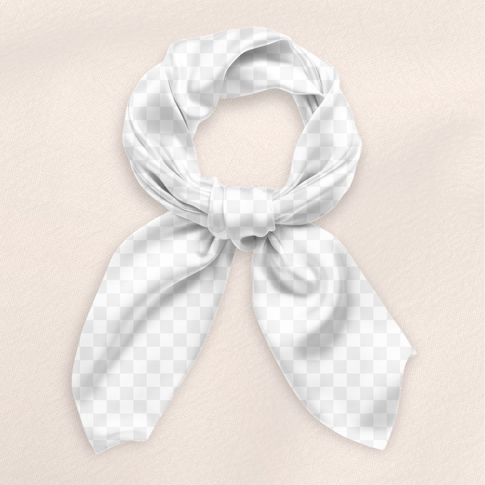 Silk scarf png mockup, transparent design