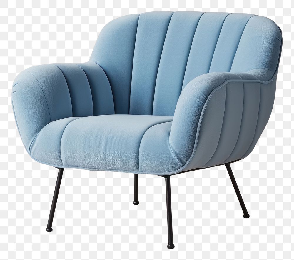 PNG Baby blue rib fabric texture armchair and metal leg furniture comfortable relaxation