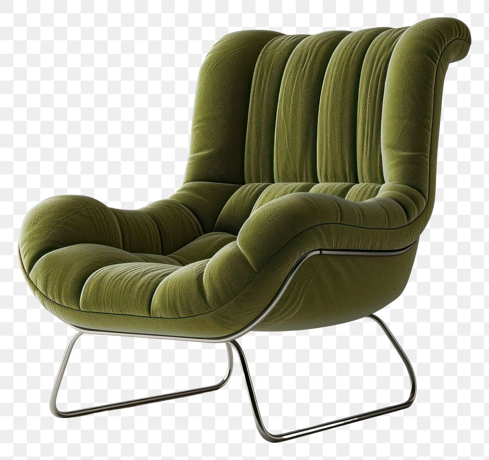 PNG Green rib fabric texture armchair and metal thick leg furniture comfortable relaxation