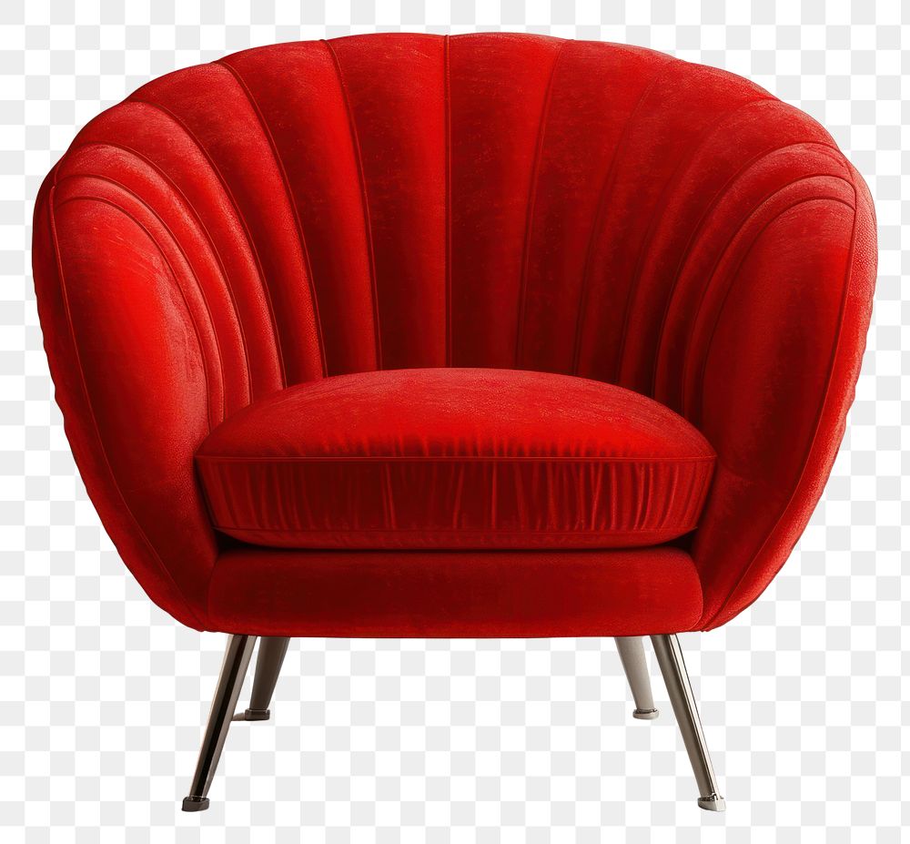 PNG Red rib fabric texture armchair and metal leg furniture comfortable loveseat.
