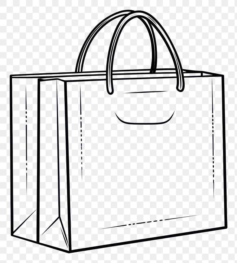 PNG Shopping bag outline sketch handbag white background consumerism.
