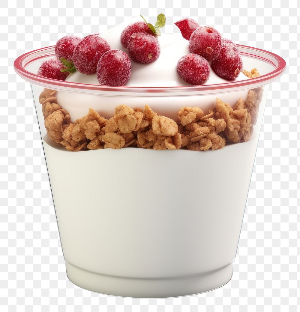 PNG Greek yogurt cup with granola dessert food bowl.