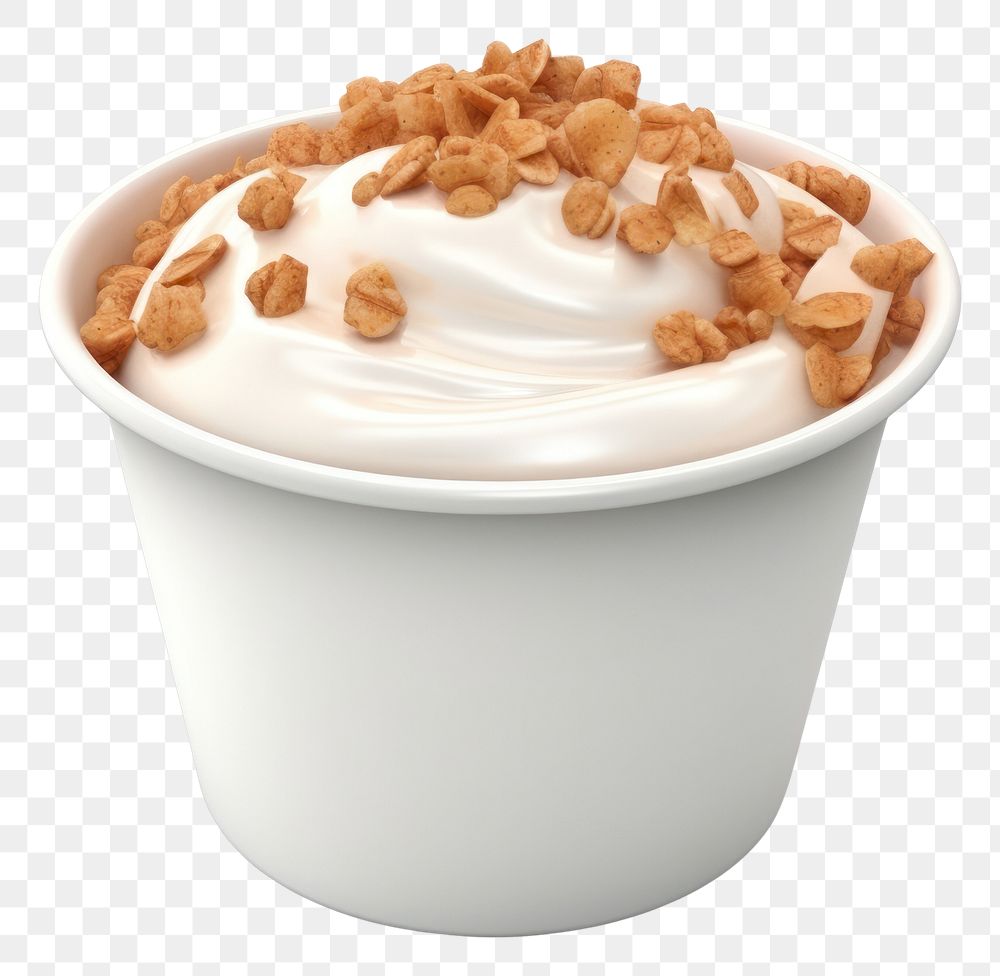 PNG Greek yogurt cup with granola dessert cream food.