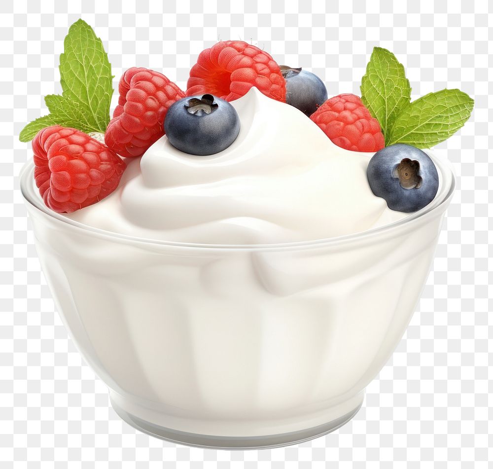 PNG Greek yogurt cup with fruit dessert berry cream.