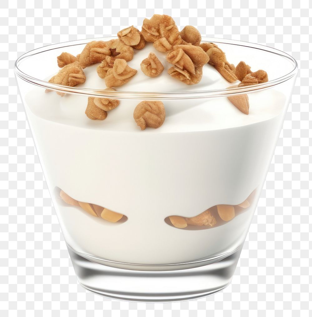PNG Greek yogurt with granola dessert food milk.