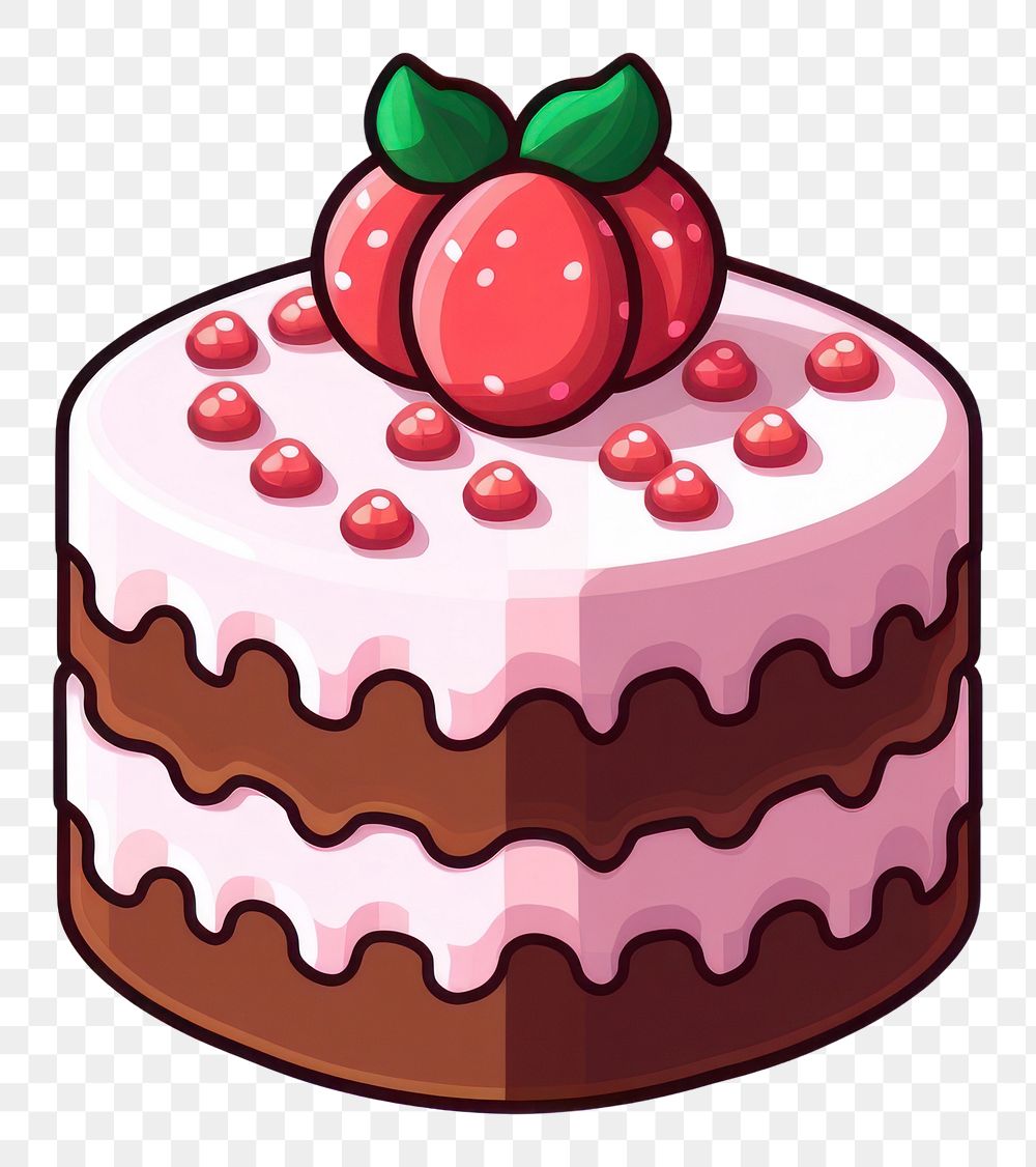 PNG Fruit cake pixel strawberry dessert cream.