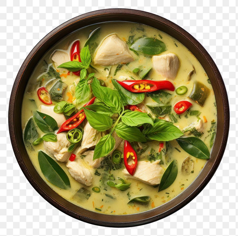 PNG Thai green curry food soup meal.