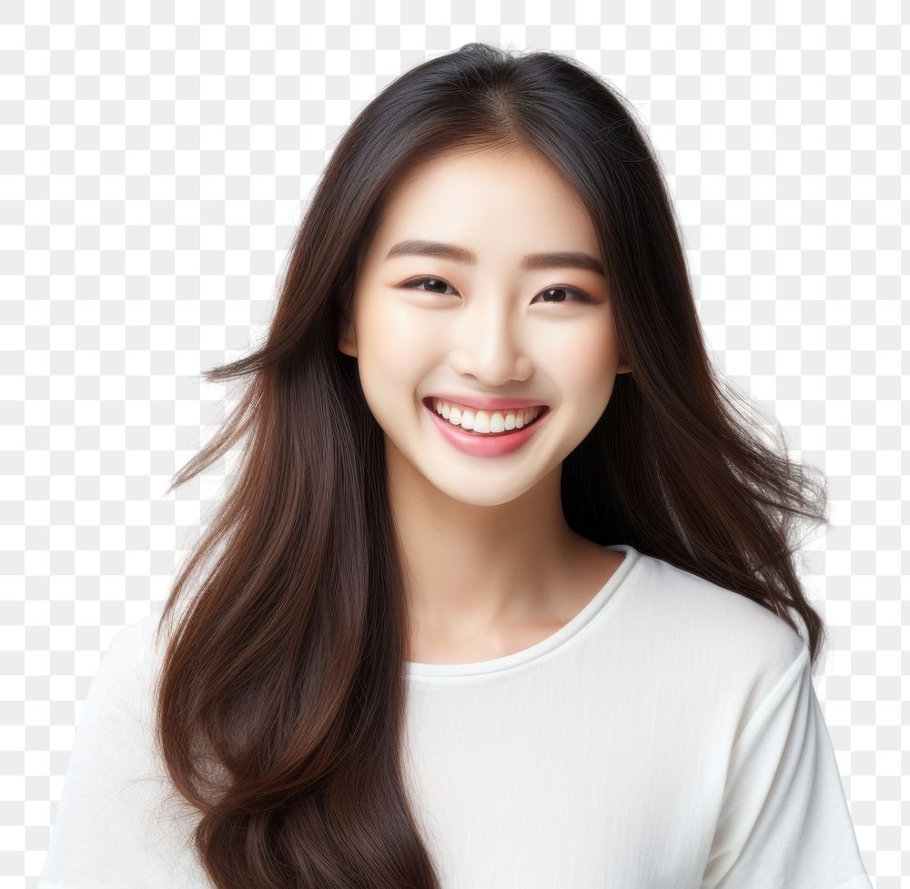 PNG Portrait of positive cheerful asian pretty girl portrait adult smile.