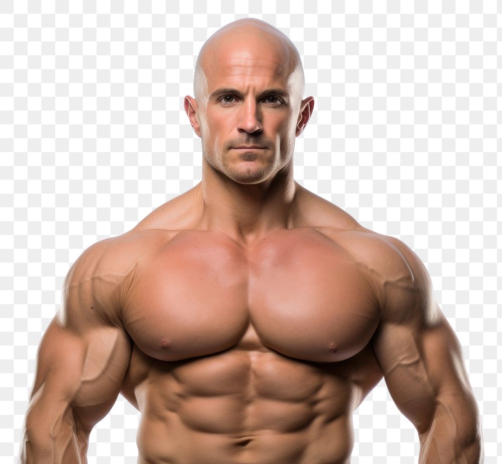 PNG Portrait of Strong bald bodybuilder portrait sports adult.
