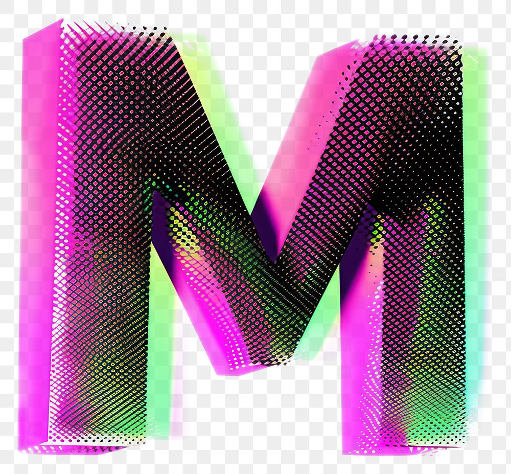 PNG Gradient blurry letter M purple pink font.