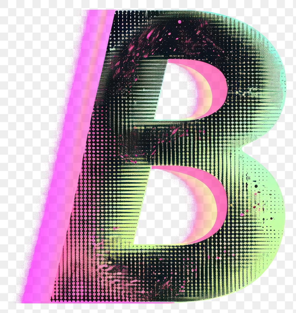 PNG Gradient blurry letter B purple number green.