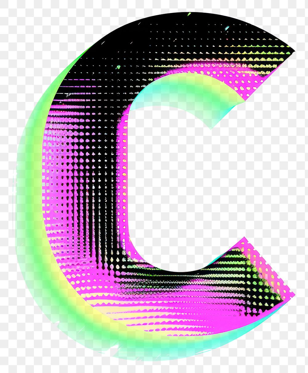 PNG Gradient blurry letter C number shape green.