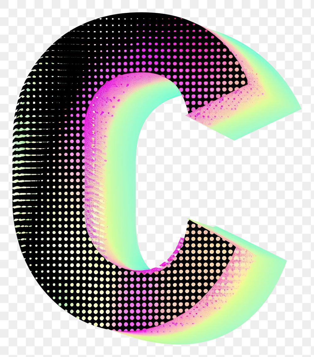 PNG Gradient blurry letter C shape font text.