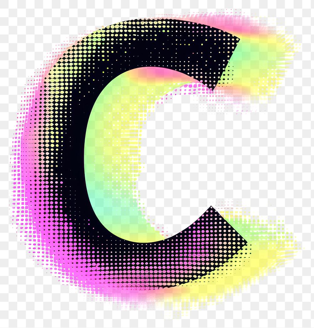 PNG Gradient blurry letter C purple shape font.