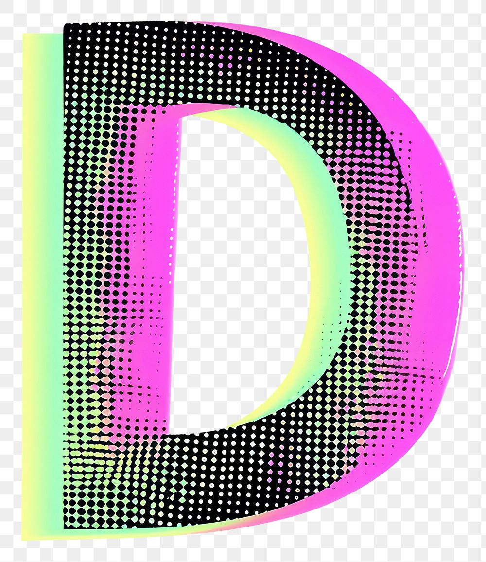 PNG Gradient blurry letter D number shape font.