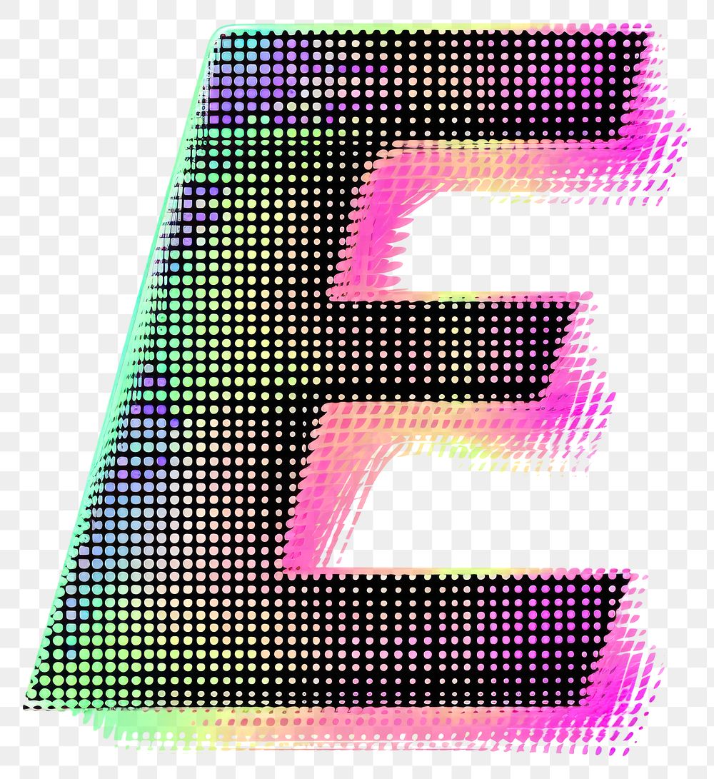 PNG Gradient blurry letter E number shape font.