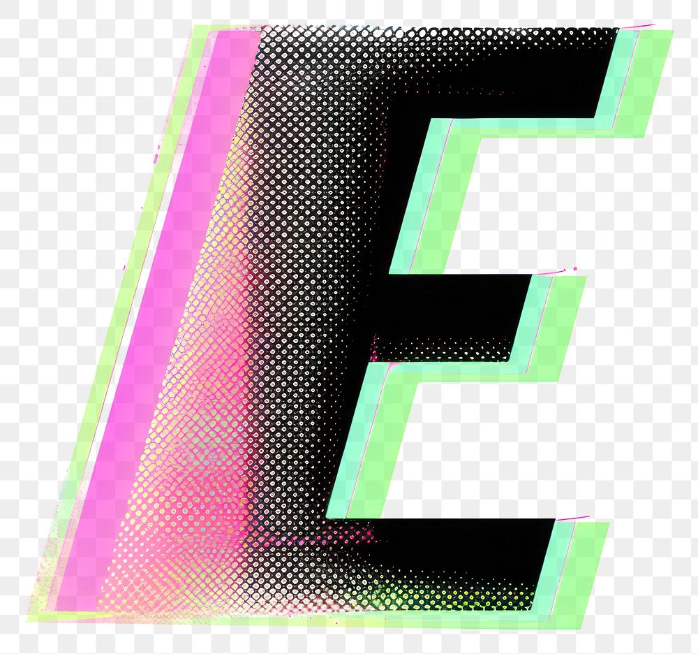 PNG Gradient blurry letter E green pink font.