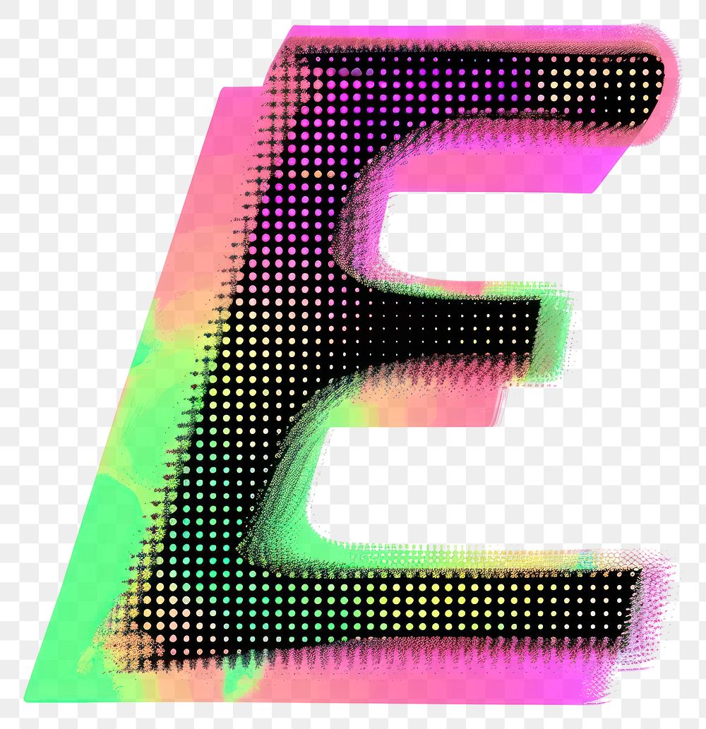 PNG Gradient blurry letter E number symbol shape.