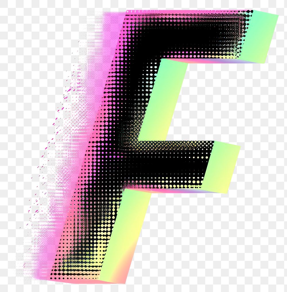 PNG Gradient blurry letter F shape font text.