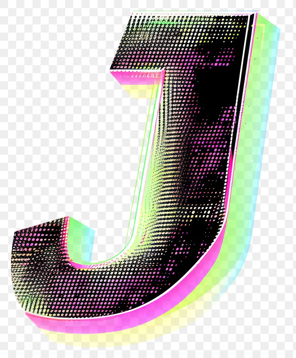 PNG Gradient blurry letter J number shape font.