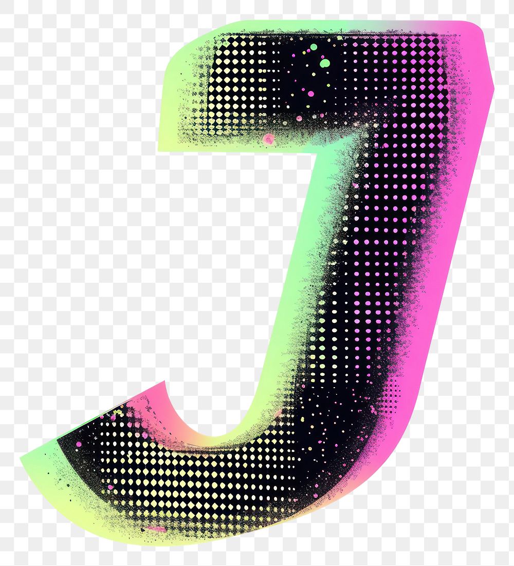 PNG Gradient blurry letter J number shape font.