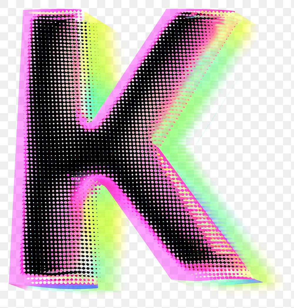 PNG Gradient blurry letter K purple shape font.