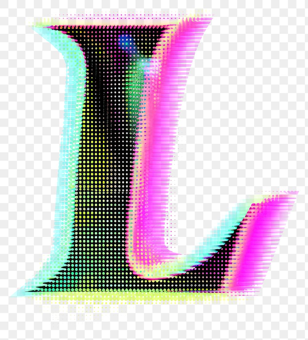 PNG Gradient blurry letter L shape font text.