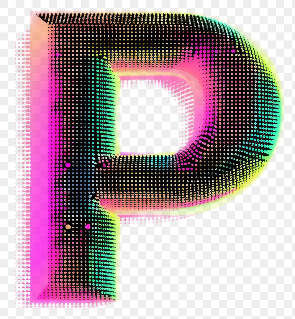 PNG Gradient blurry letter P number shape font.