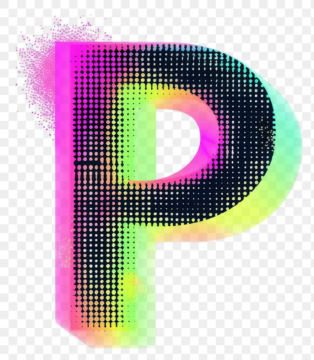 PNG Gradient blurry letter P shape font text.