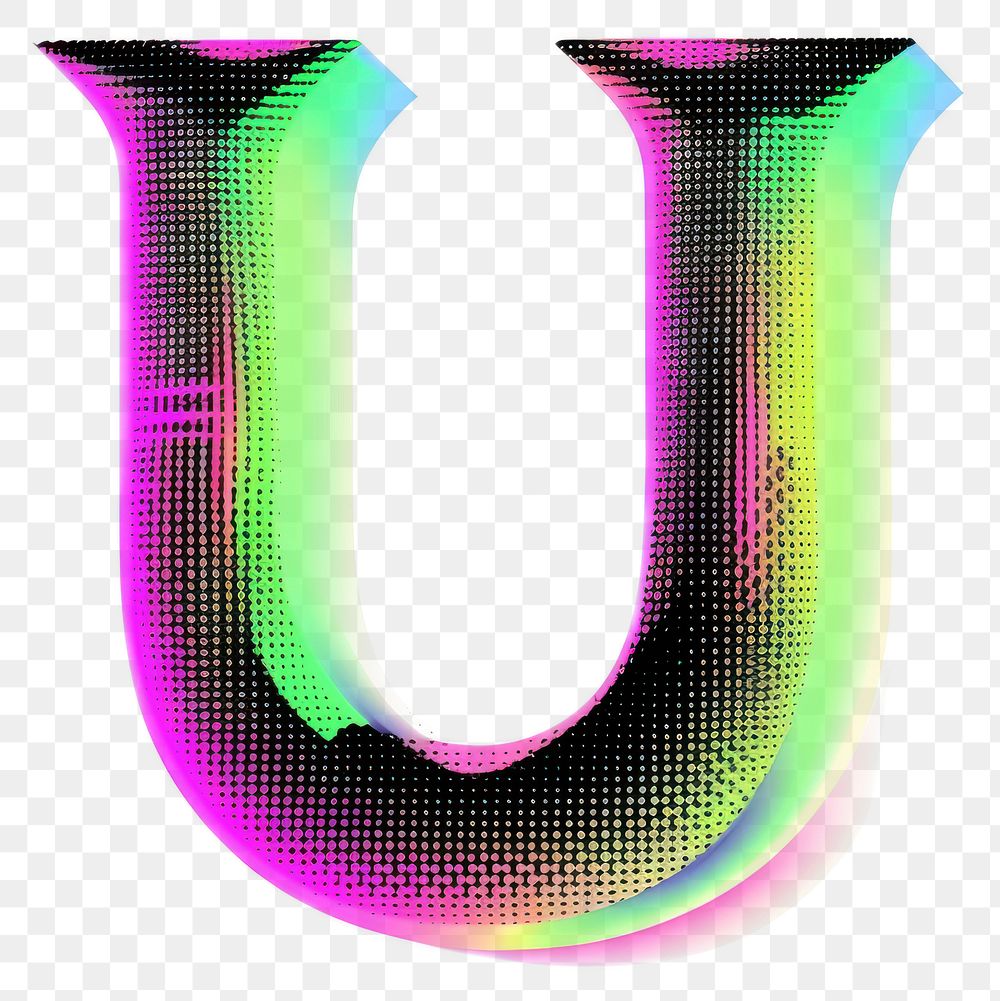 PNG Gradient blurry letter U shape font text.