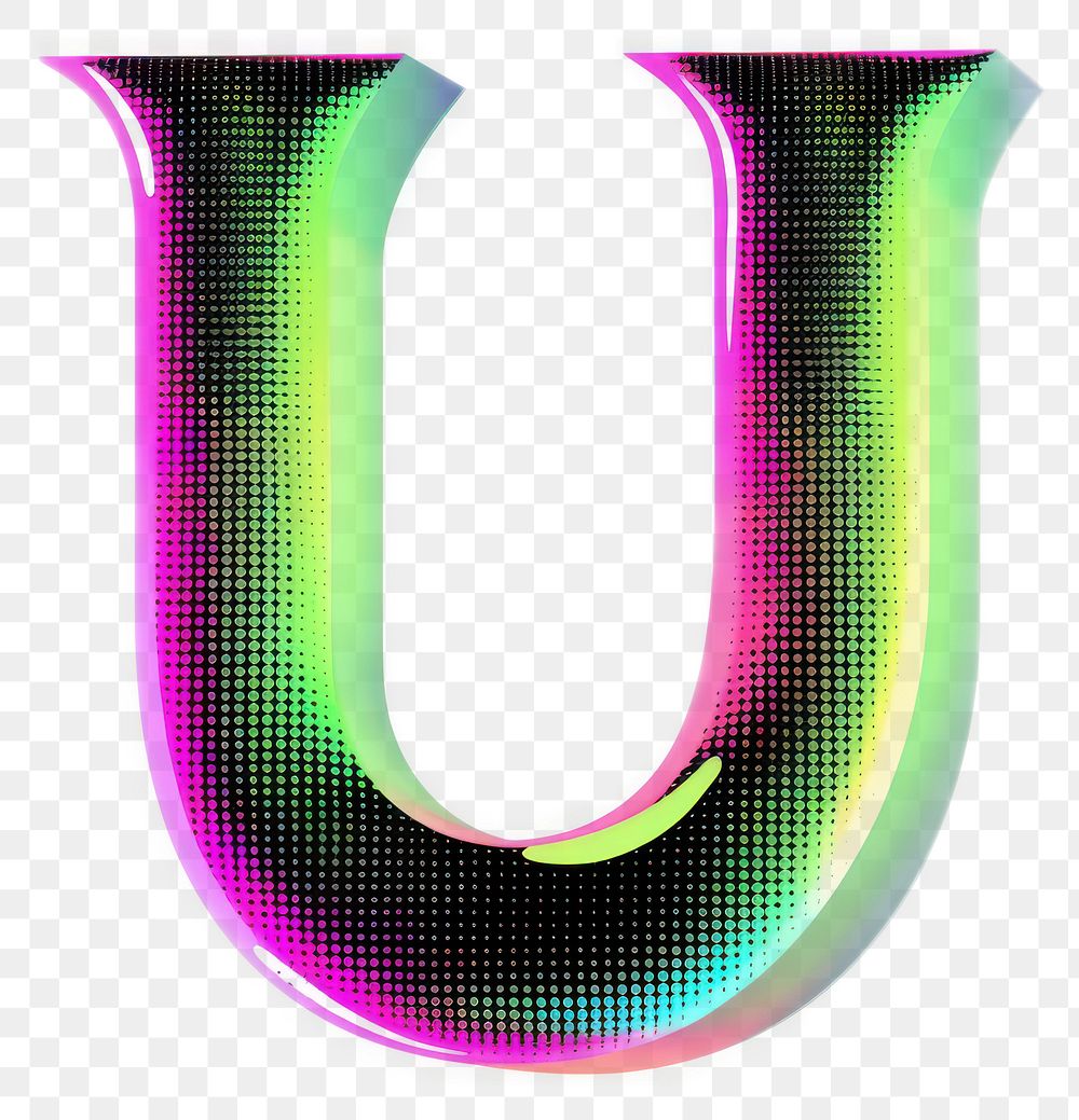 PNG Gradient blurry letter U shape green font.