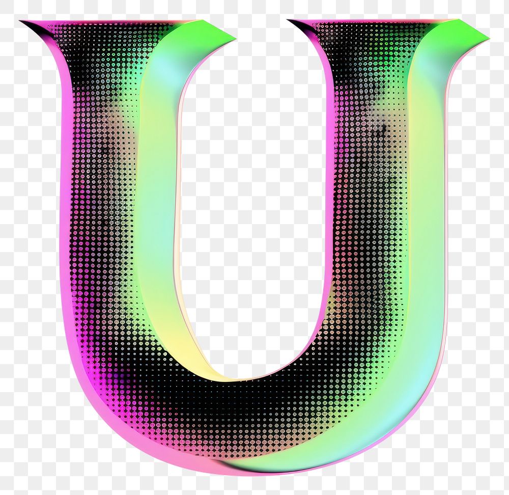 PNG Gradient blurry letter U shape green font.