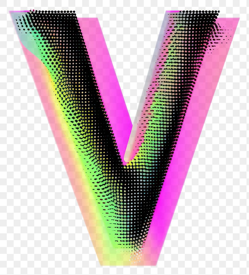 PNG Gradient blurry letter V shape font pink.