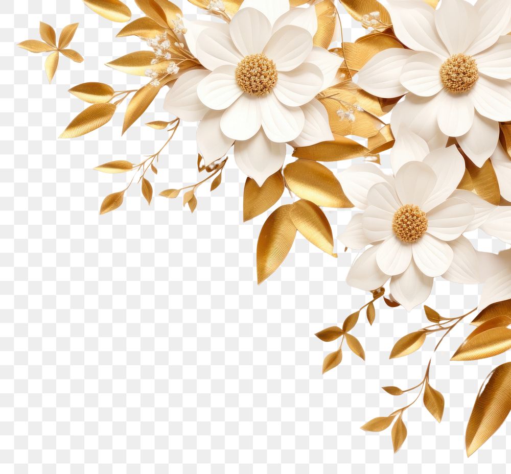 PNG Gold flower floral border backgrounds pattern petal